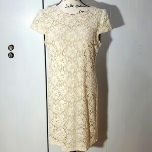 Suzi Chin-|Womens Cream Textured Lace Delicate Mini Dress Neutral Sz.6